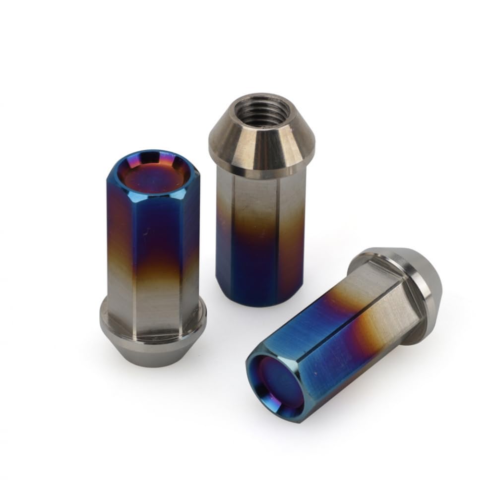 Universal JDM Accessories Wheel Caps Full Hole Nuts 45MM Taper Seat M12*1.5 Racing Car Modification Lug Nuts HEX17MM Exterior Components(Silver)