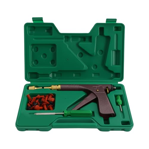 Tire Repair Kit - Portable Car and Motorcycle Tire Plugger with Mushroom Plugs for Tubeless Tire Punctures and Flats on Cars, Trucks, ATVs, and Tractors