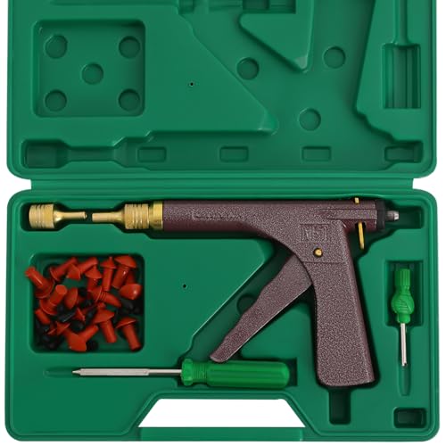 Tire Repair Kit - Portable Car and Motorcycle Tire Plugger with Mushroom Plugs for Tubeless Tire Punctures and Flats on Cars, Trucks, ATVs, and Tractors
