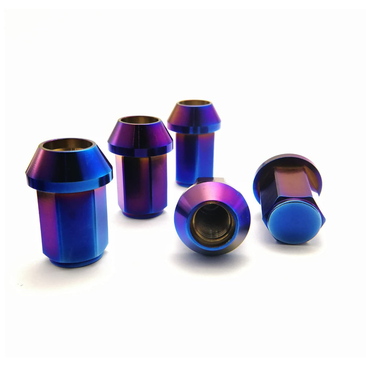 Wheel Accessories Parts Set of 20 Titanium Lug Nuts M12/14x1.25 RISON titanium Closed End 6AL4V Titanium GR5 Hex Wheel Lug Nut 20pcs/Set (M12*1.25, Burnt Blue)