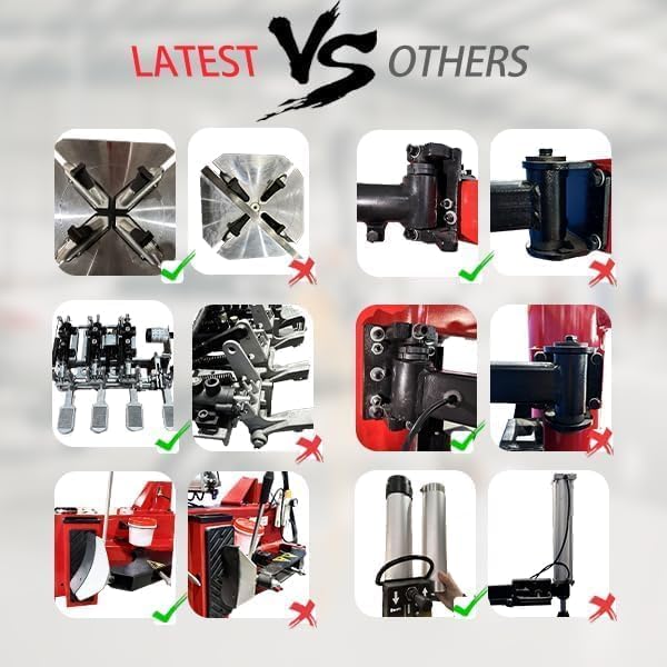 2.0HP Tire Changer Machine, 8 Inch Cylinder Wheel Changer with Bead Blaster, Dual Assist Arms, 12"-22" External & 14"-24" Internal Rim Clamp, Heavy Duty Tire Mount Demount Tool for Auto Shop