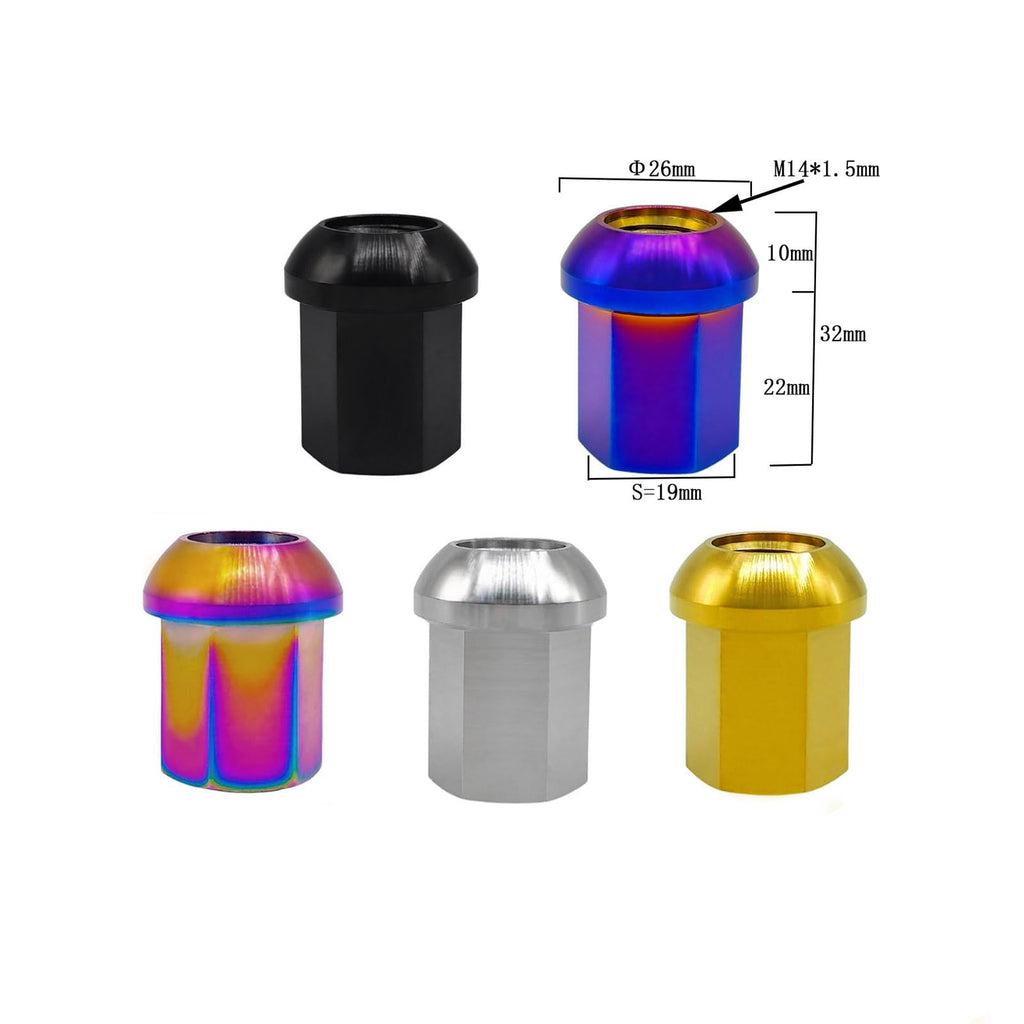 RISON Titanium Wheel Lug nut M14x1.5x32mm Titanium Ball Seat Closed End Lug Nuts with Socket Wrench Car Modification Accessories 20 Pcs Ultralight Wheel Nuts Burnt Blue Replacement for Porsche Wheels