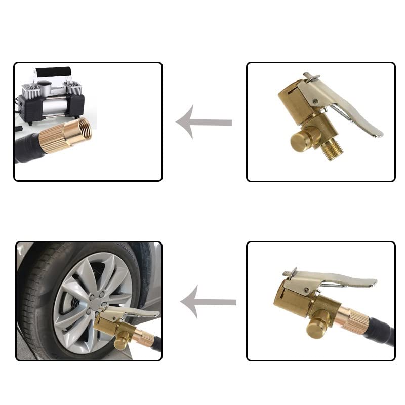1 Piece of Portable and Deflated Automobile Brass, Tire and Wheel Air Chuck Pump, Valve Clip Joint Adapter, Auto Parts