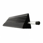 Wedge Shaped Rubber Wheel Chock for Parked Vehicles with Traction Ribs and Sturdy Construction Suitable for Trailers During Loading Unloading and Storage Areas, Style C