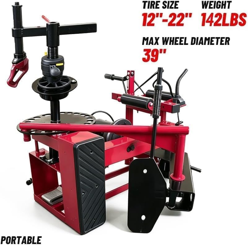 KATOOL Mini Tire Changer Machine Manual Tire Spreader Portable Tire Changer with Stand Adjustable LED Light Tire Spreader for Shop Home Garage