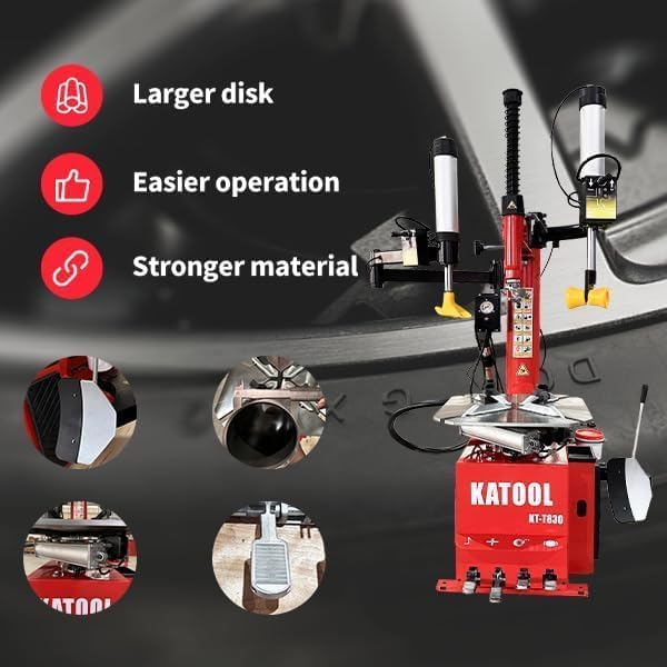 2.0HP Tire Changer Machine, 8 Inch Cylinder Wheel Changer with Bead Blaster, Dual Assist Arms, 12"-22" External & 14"-24" Internal Rim Clamp, Heavy Duty Tire Mount Demount Tool for Auto Shop