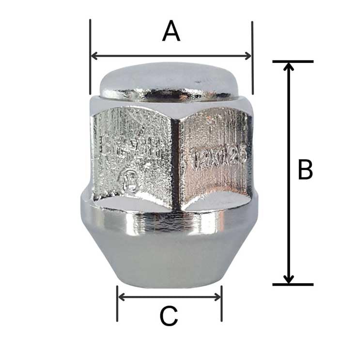 TRACER 20 x Wheel Nuts M12 x 1.25 Taper Collar Closed 60° 25 Spanner Width 19 mm Compatible with Vauxhall, Agila I