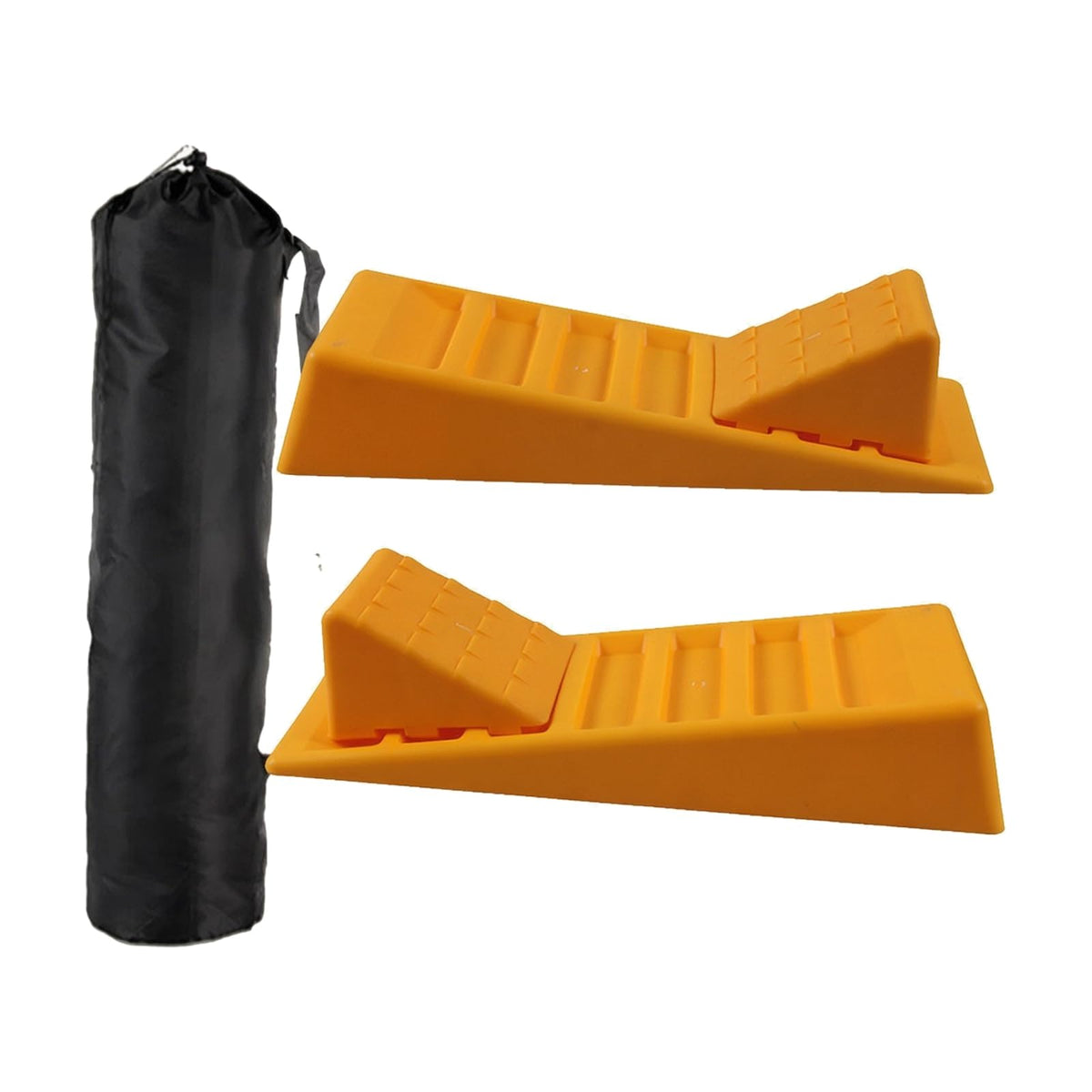 Almencla Chock Leveling Wedge Tire Stabilizer Pad for Trailer with Grip Ribs and Pp Material in 40 × 14 × 9 Cm Suitable for Driveway and Campsite Parking, with Storage Bag