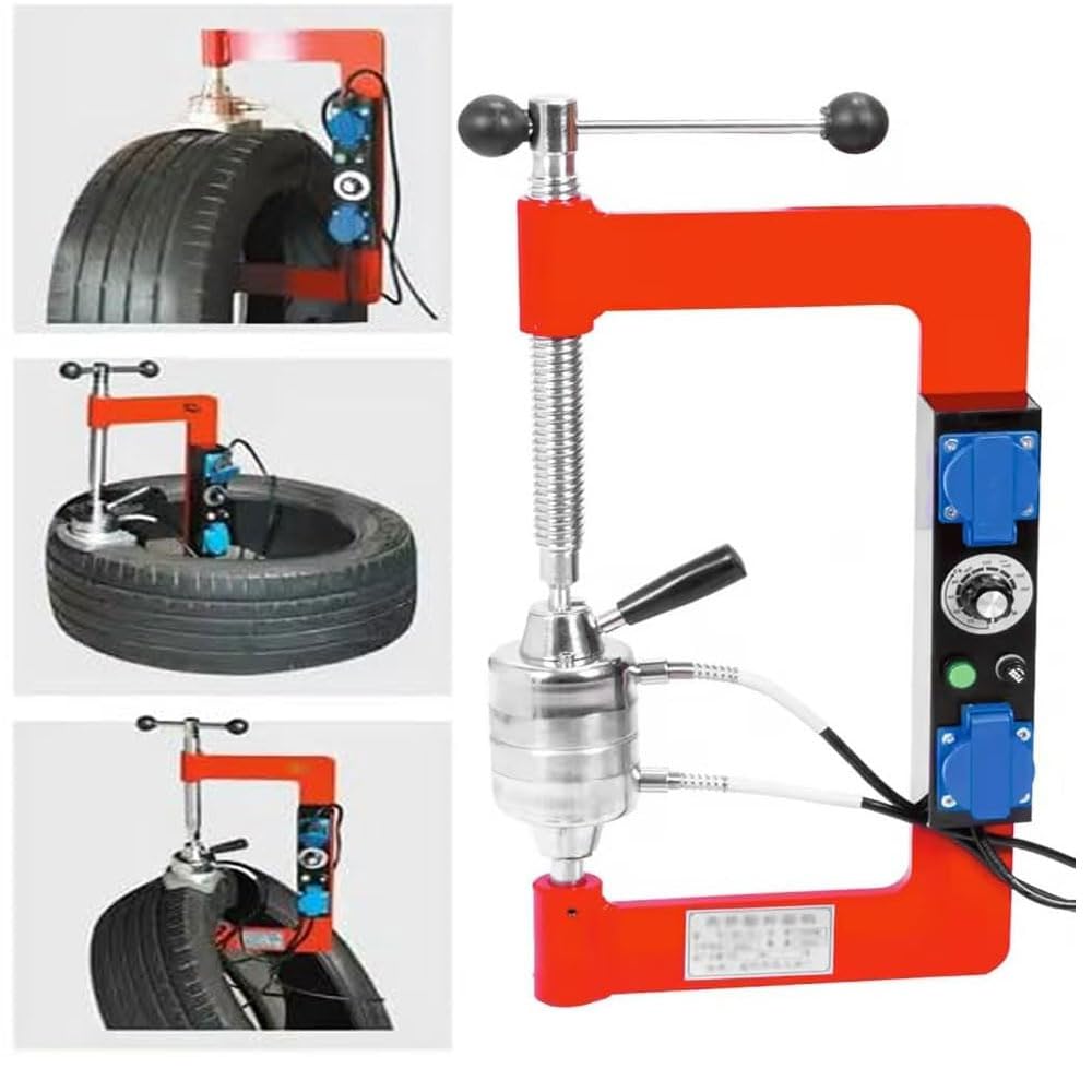 Tire Vulcanizing Machine 2X500W, Auto Tire Repair Kit with 8 Moulds, 145-180℃ Heating Tool for Small Cars, Tire Repair Equipment