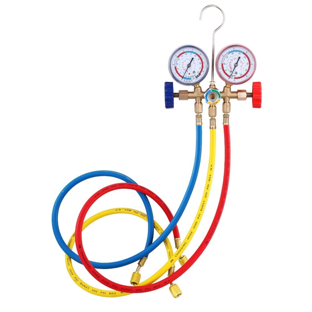 Refrigerant Manifold Gauge Air Condition Refrigeration Set Air Conditioning Tools with Hose and Hook