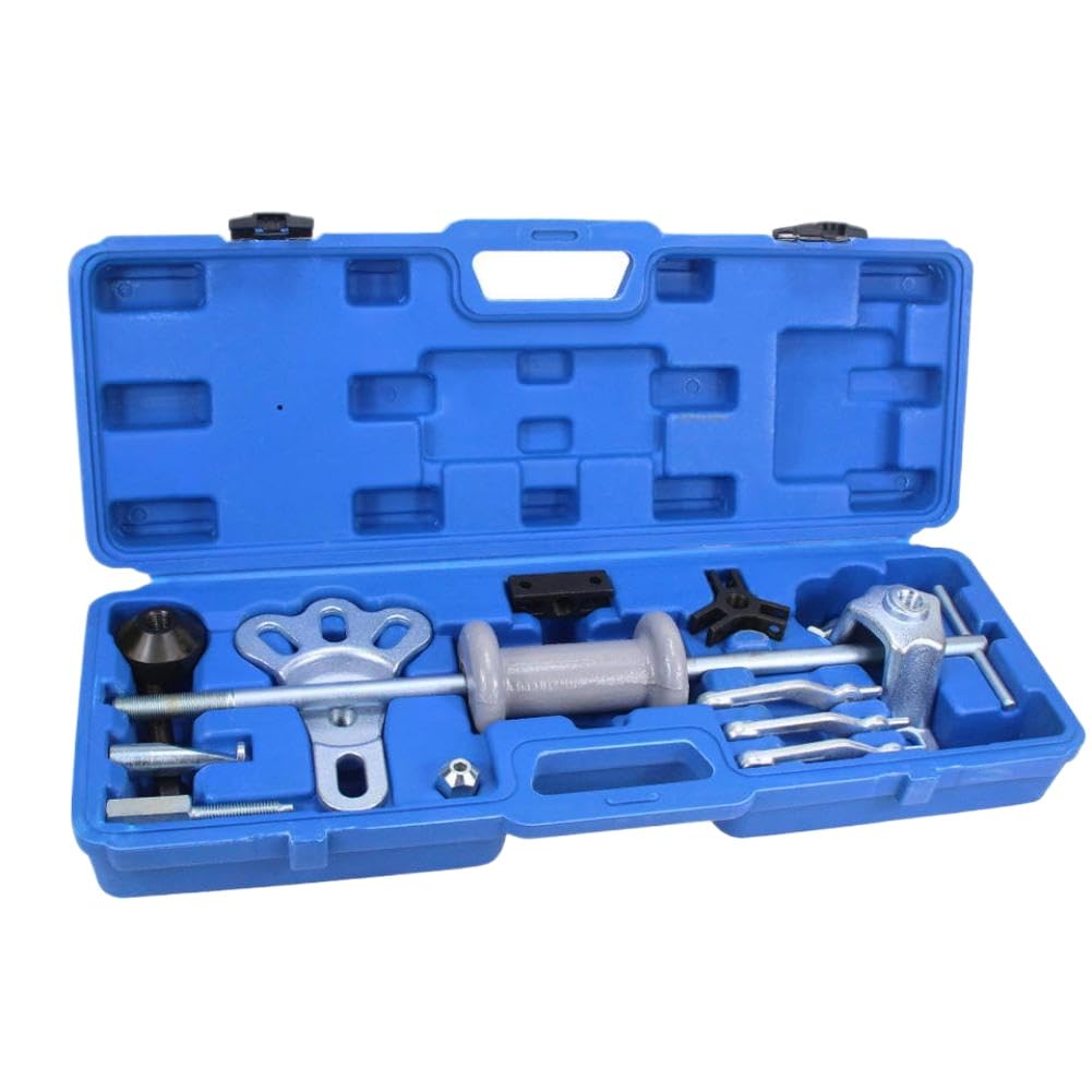 9-Way Slide Hammer Puller Set Compatible with Front Wheel Hub Bearing and Rear Axle 2-Jaw 3-Jaw External Internal Flange Pulls