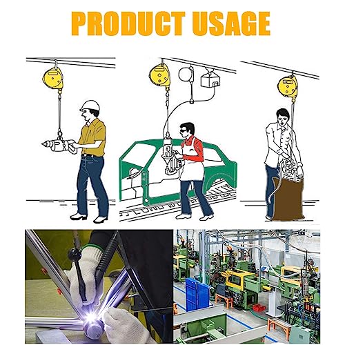 1pc Adjustable Retractable Tool Balancer with Hook & Wire Rope - Self-Locking Mechanism for Workshop & Automotive Use - Load Capacity 1-15kg (3-5kg) - Ideal for Tool Organization & Efficiency