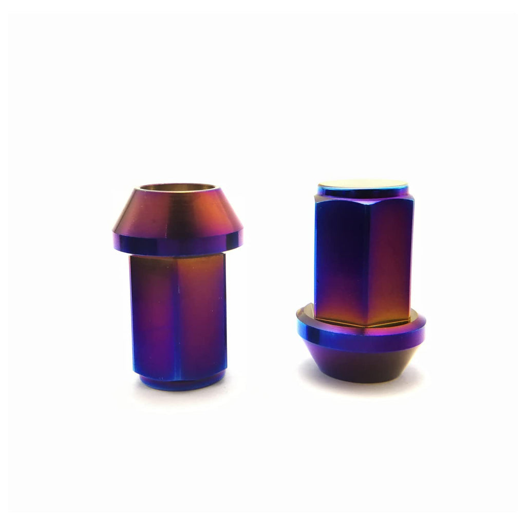 Wheel Accessories Parts Set of 20 Titanium Lug Nuts M12/14x1.25 RISON titanium Closed End 6AL4V Titanium GR5 Hex Wheel Lug Nut 20pcs/Set (M12*1.25, Burnt Blue)