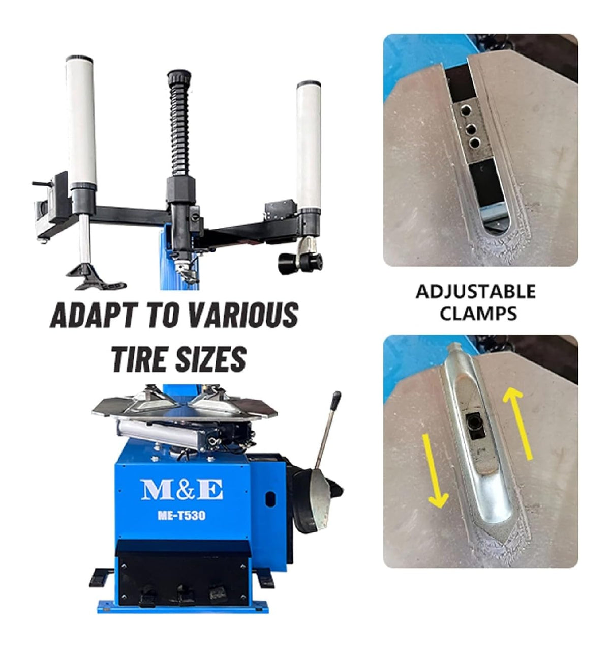 ME-T530Z 2.0HP Tire Changer with Bead Blaster Double Assist Arm & ME-B600 Wheel Balancer Machine Combo