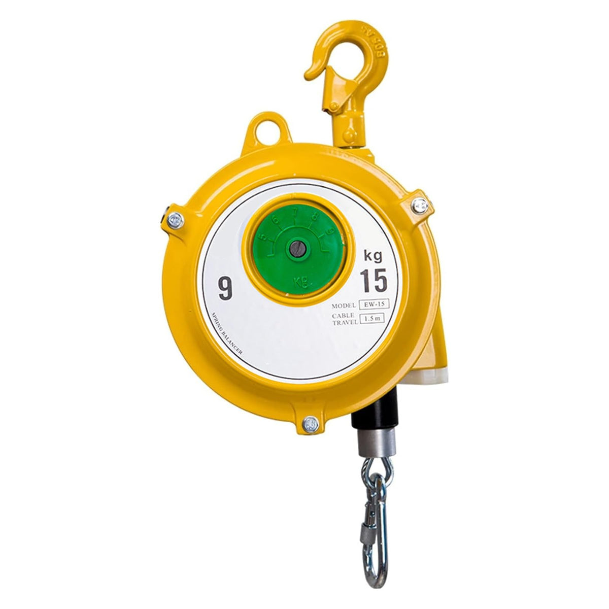 Heavy-Duty Retractable Spring Balancer with 1.5m Wire Rope & Hook - Reliable Tool Holder for Workshop & Automotive Equipment (30-40 Kg Capacity)