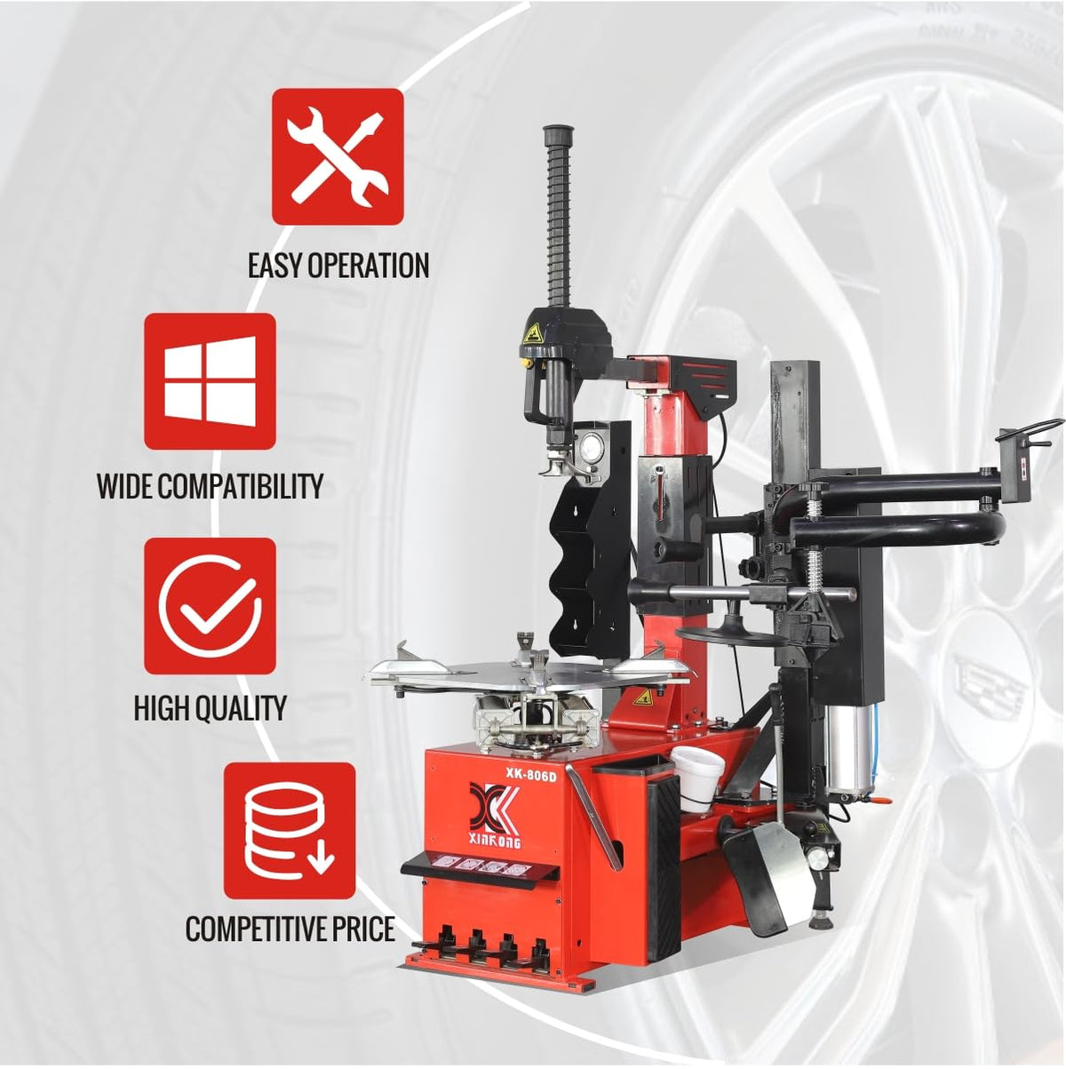 XK Wheel Machine,Wheel Changers, Rim Clamp 24 in,2.0HP,110V,806D