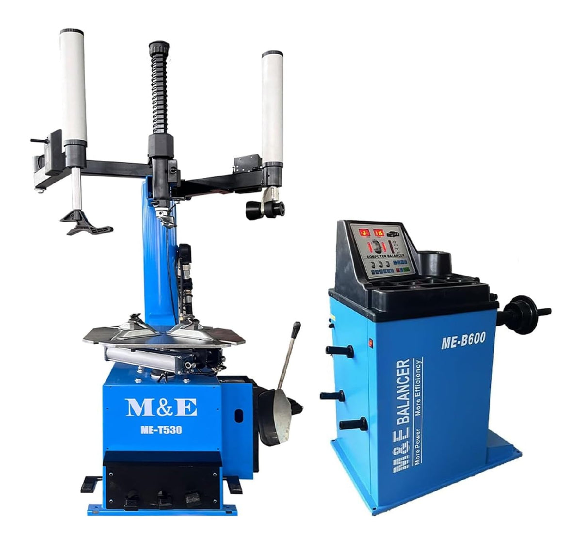 ME-T530Z 2.0HP Tire Changer with Bead Blaster Double Assist Arm & ME-B600 Wheel Balancer Machine Combo