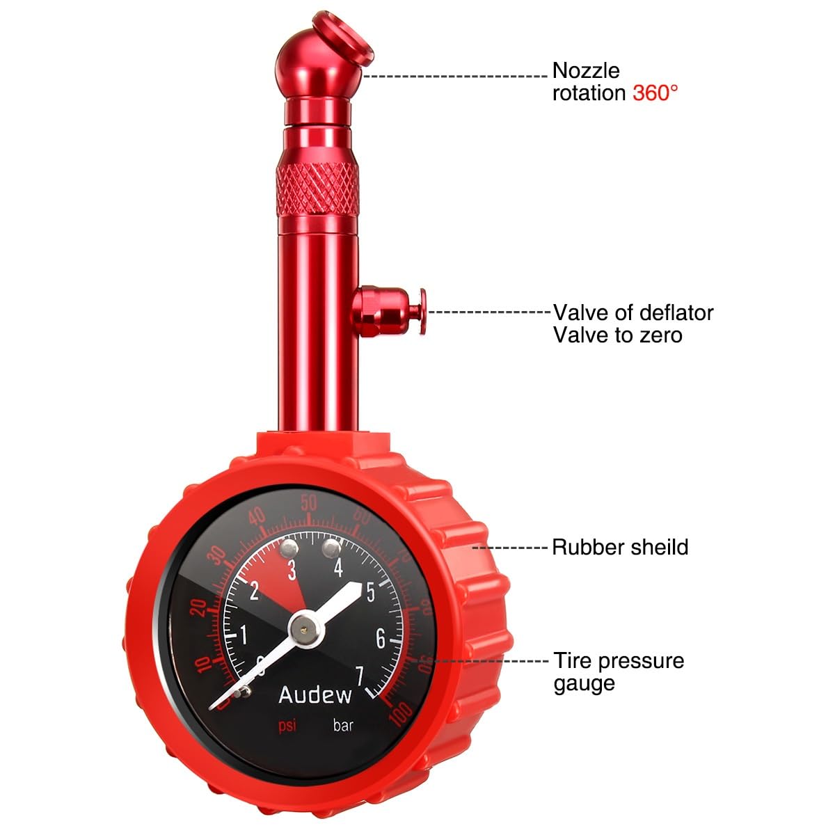 Tire Pressure Gauge 100Psi/7Bar Accurate Air Pressure Tyre Gauge for Car Auto Truck Motorcycle Bicycle