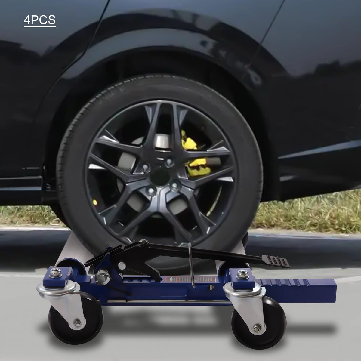 Car Wheel Dolly Jack Set of 4, 1300LBS Vehicle Positioning Hydraulic Tire Jack Car Skates, Heavy Duty Rollers with Hydraulic Ratchet Foot Pedal for Auto Repair Moving Lift (Blue)