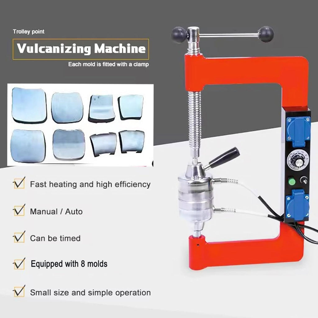 Tire Vulcanizing Machine 2X500W, Auto Tire Repair Kit with 8 Moulds, 145-180℃ Heating Tool for Small Cars, Tire Repair Equipment