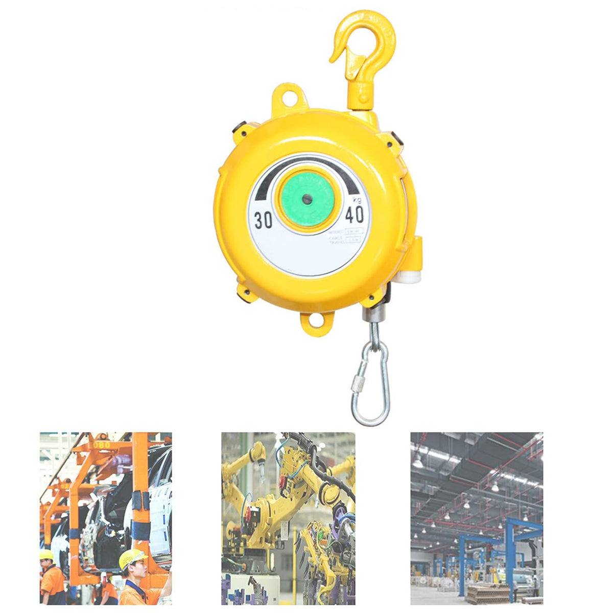 1.5M Retractable Spring Balancer with Hook - Adjustable Tension Tool for Workshop & Automotive, Supports 3-5kg Load, Durable Wire Rope, Ideal for Heavy-Duty Use