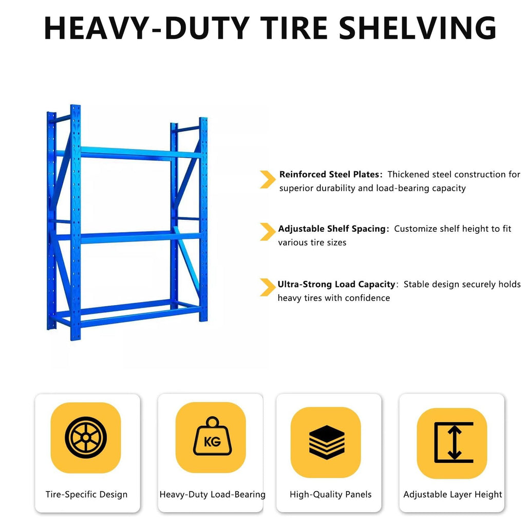 Heavy Duty Tire Storage Rack, 2000lbs Capacity, Adjustable Shelf Height, Tool-Free Assembly, 3-Tier Freestanding Tire Storage Rack for Garage(47.2"x23.6"x78.7")