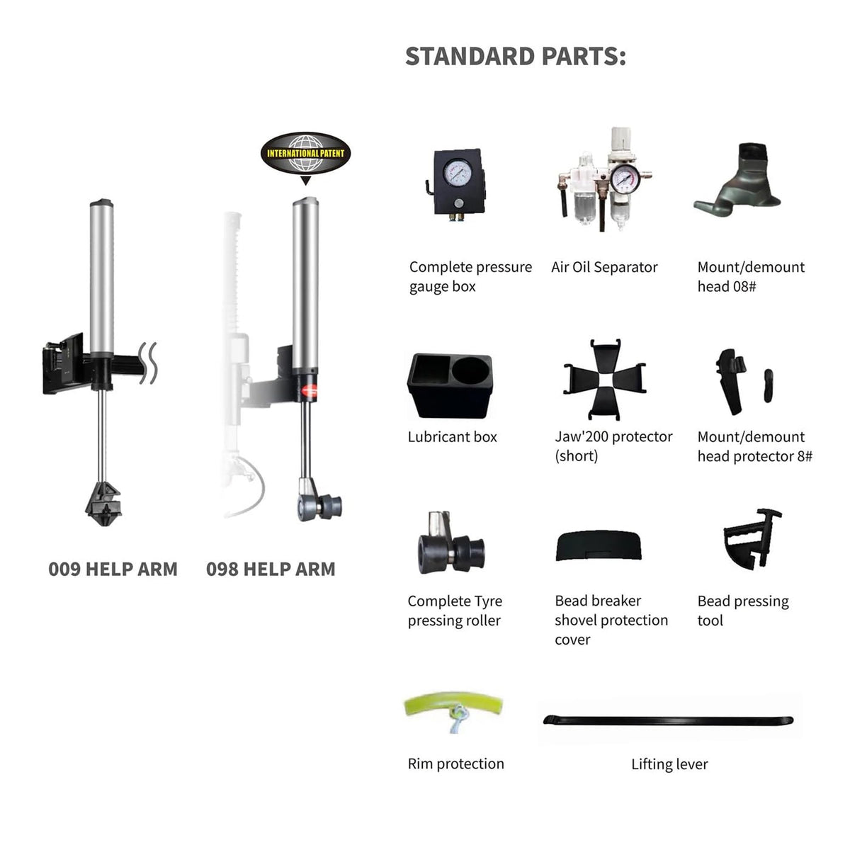 THA-28 Semi-Automatic Swing Arm 009+098 Help Arms Tire Changer