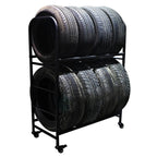 ZIMGOD 2 Tier Tire Storage Rack, Rolling Steel Garage Rack Organizer, 4 Wheels Multi Tire Rack for Indoor/Outdoor/Workshop, Convenient to Move (Size : 106cm/41.5inch)