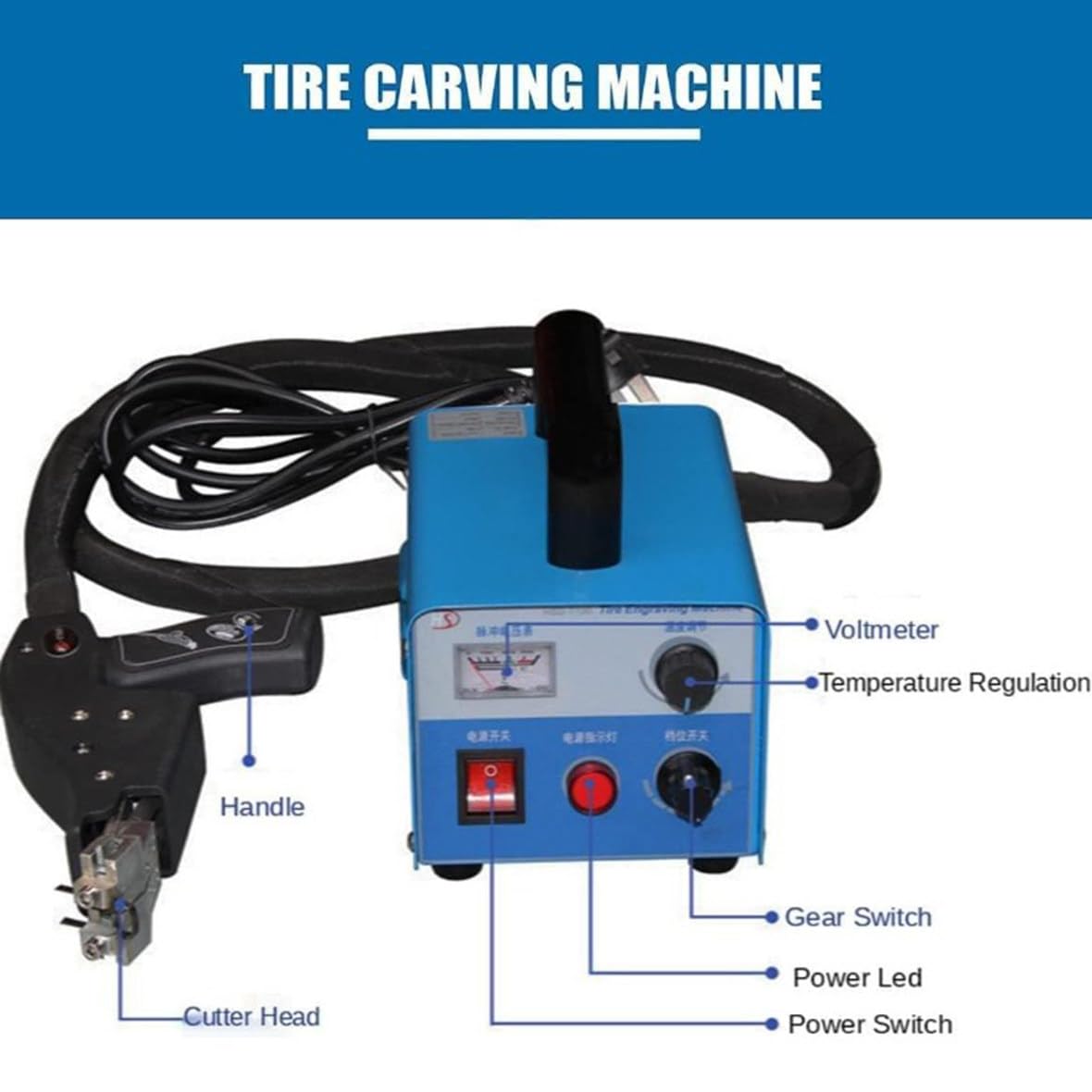 400W Rubber Tire Grooving Machine, Truck Tire Grooving Machine, Groove Range: 3-20mm Wide and 2-12mm Deep, with 10 Blades, Prevents Wheels from Slipping and Looks Beautiful