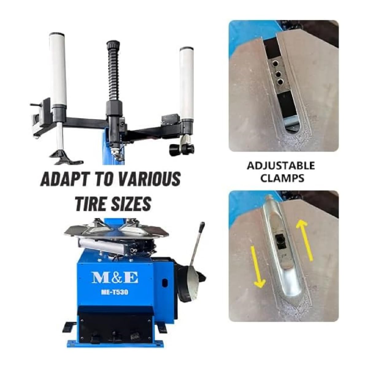 ME-T530Z Double Arm Tire Changer Machine ME-B620T Wheel Balancer Machine Combo 12"-24 Inch Rim Range 2.0HP Motor, 1g Balancing Precision Professional Tire Repair Equipment