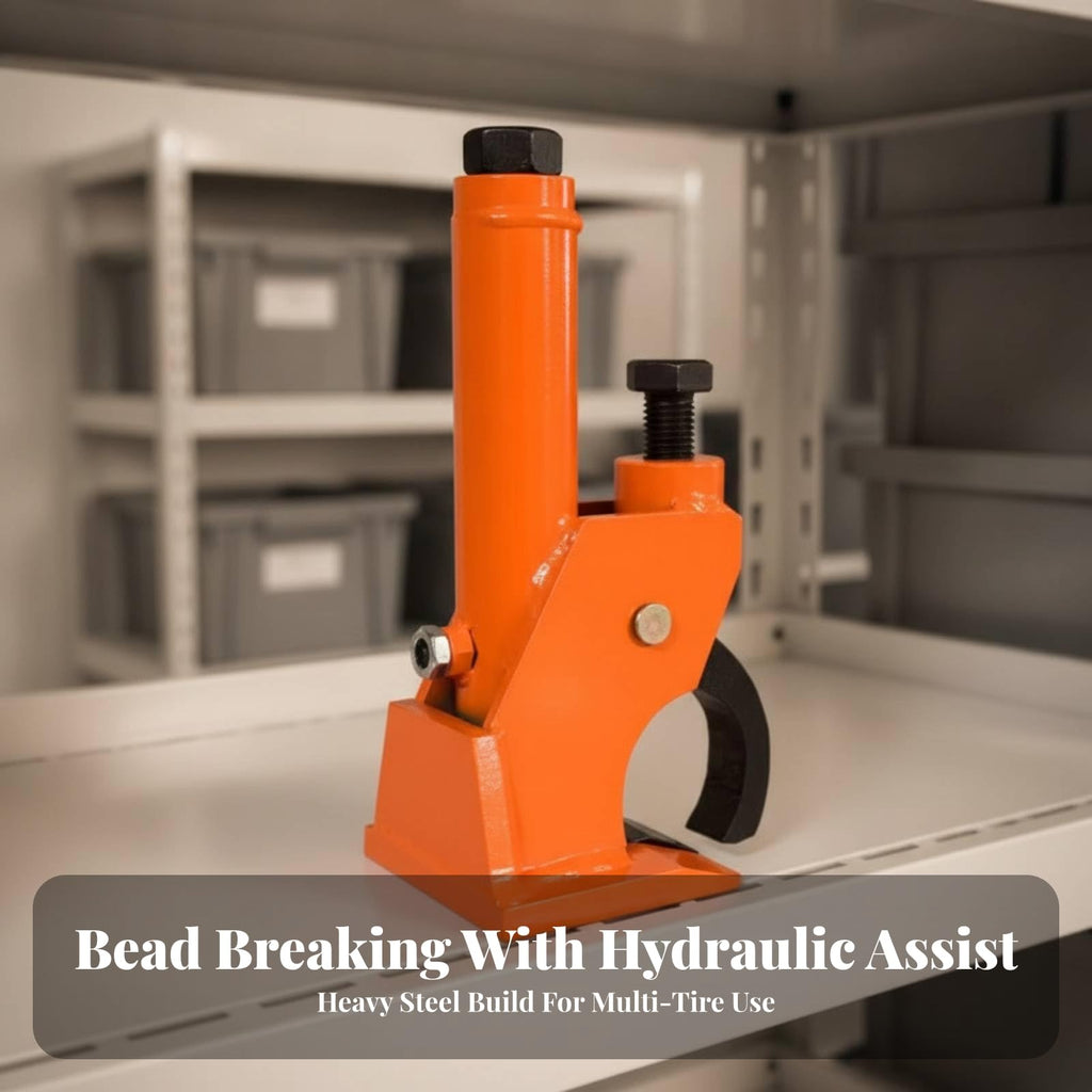 Manual Tire Changer with Powerful Leverage and Compact Upright Design for Tire Bead Breaking and Separation in Auto Service Station, Orange