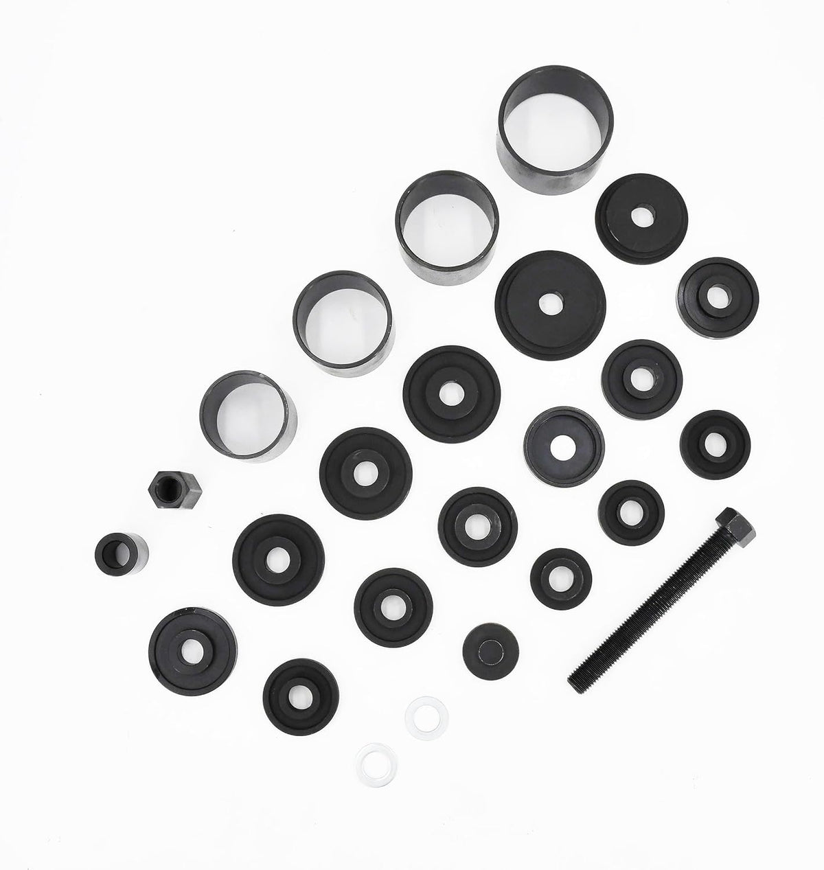 23pc Wheel Bearing Press Kit for Front Wheel Drive Bearing Removal & Installation, Wheel Bearing Puller Tool Set with Sliding Screws Universal Bushings Sleeves Storage Case