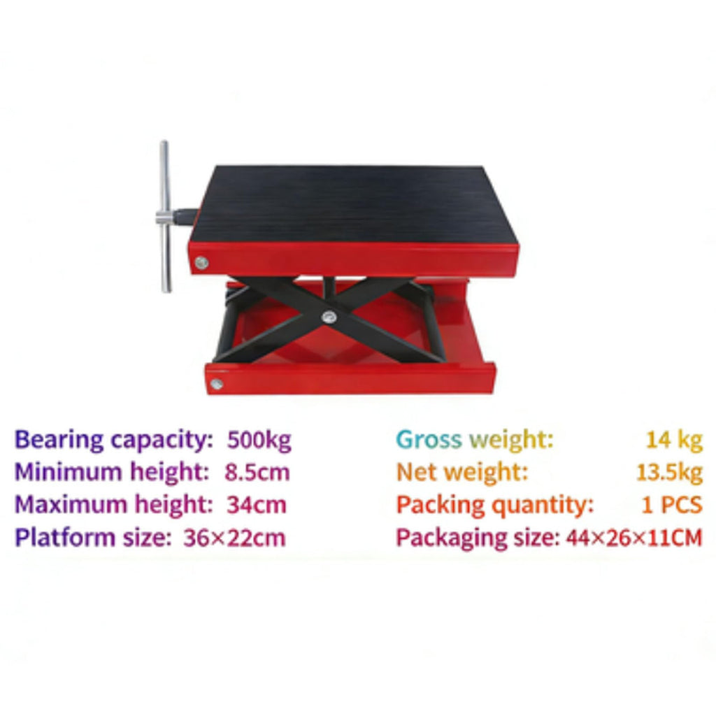 Steel Motorcycle Center Scissor Jack, 1100lb Wide Platform Motorcycle Stand for Tire Wheel Engine, Height Adjustable, for Tire Wheel Engine