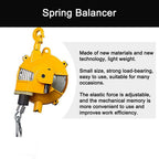 Retractable Spring Balancer Tool - 1.5M Wire Rope, Heavy-Duty Hook, Perfect for Workshop & Automotive Use (9-15kg Capacity) - Durable & Reliable