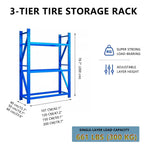 Heavy Duty Tire Storage Rack, 2000lbs Capacity, Adjustable Shelf Height, Tool-Free Assembly, 3-Tier Freestanding Tire Storage Rack for Garage(47.2"x23.6"x78.7")