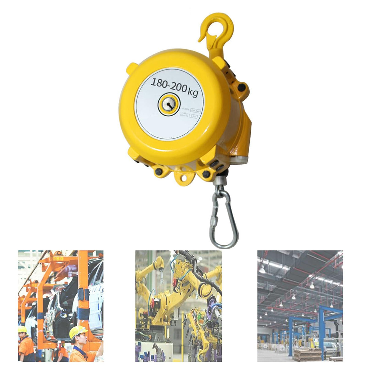 1.5M Retractable Spring Balancer with Hook - Adjustable Tension Tool for Workshop & Automotive, Supports 3-5kg Load, Durable Wire Rope, Ideal for Heavy-Duty Use