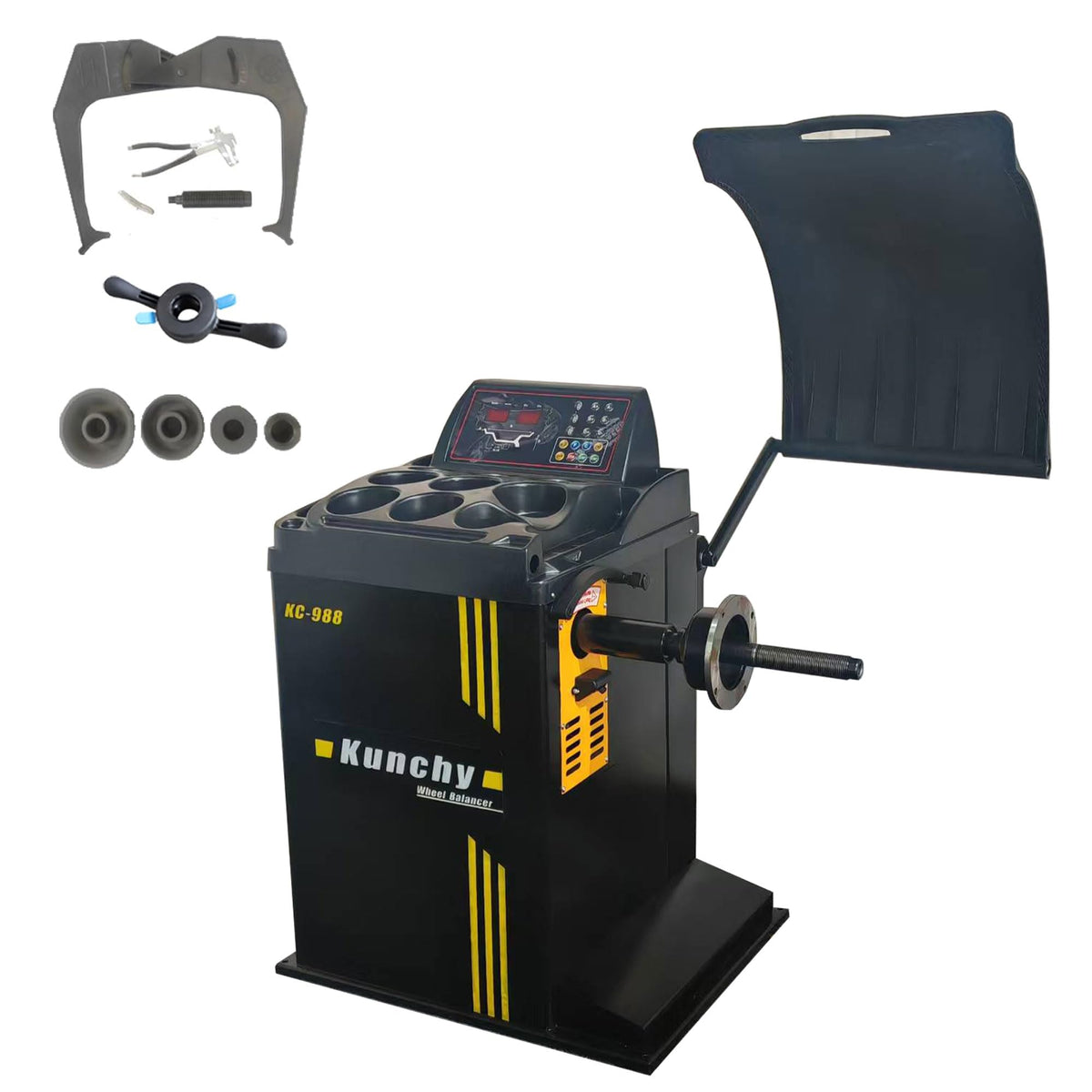 KunChy 10"-24" Automatic Laser Wheel Balancers Wheel Balancing with Hood and Auto Ruler Brake Self-Calibrating,KC-988