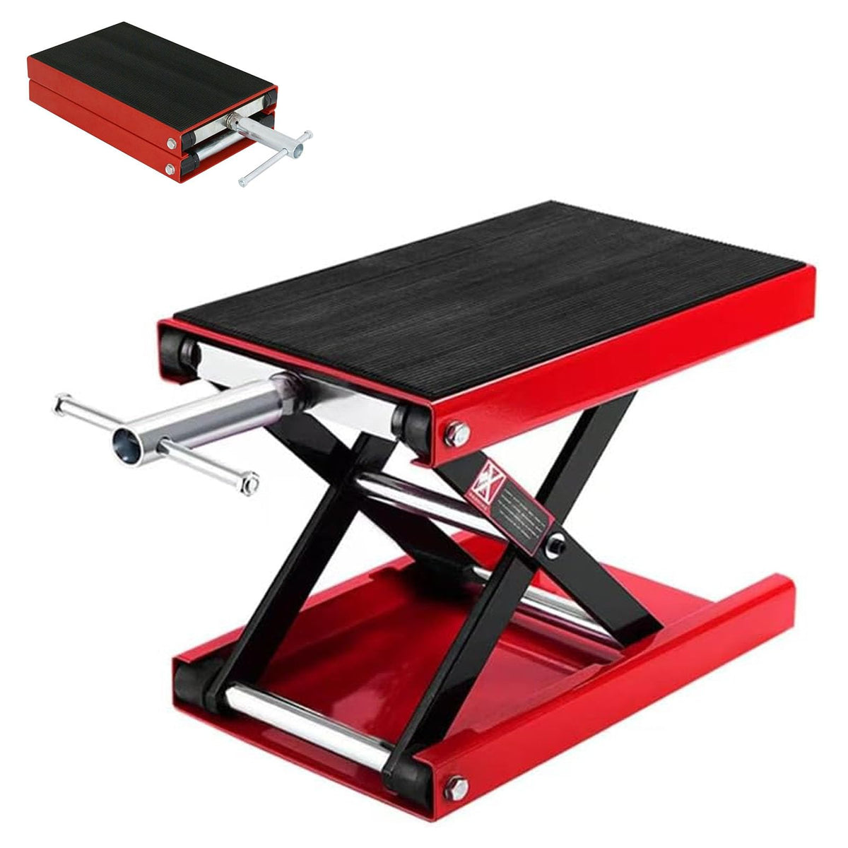 Steel Motorcycle Center Scissor Jack, 1100lb Wide Platform Motorcycle Stand for Tire Wheel Engine, Height Adjustable, for Tire Wheel Engine