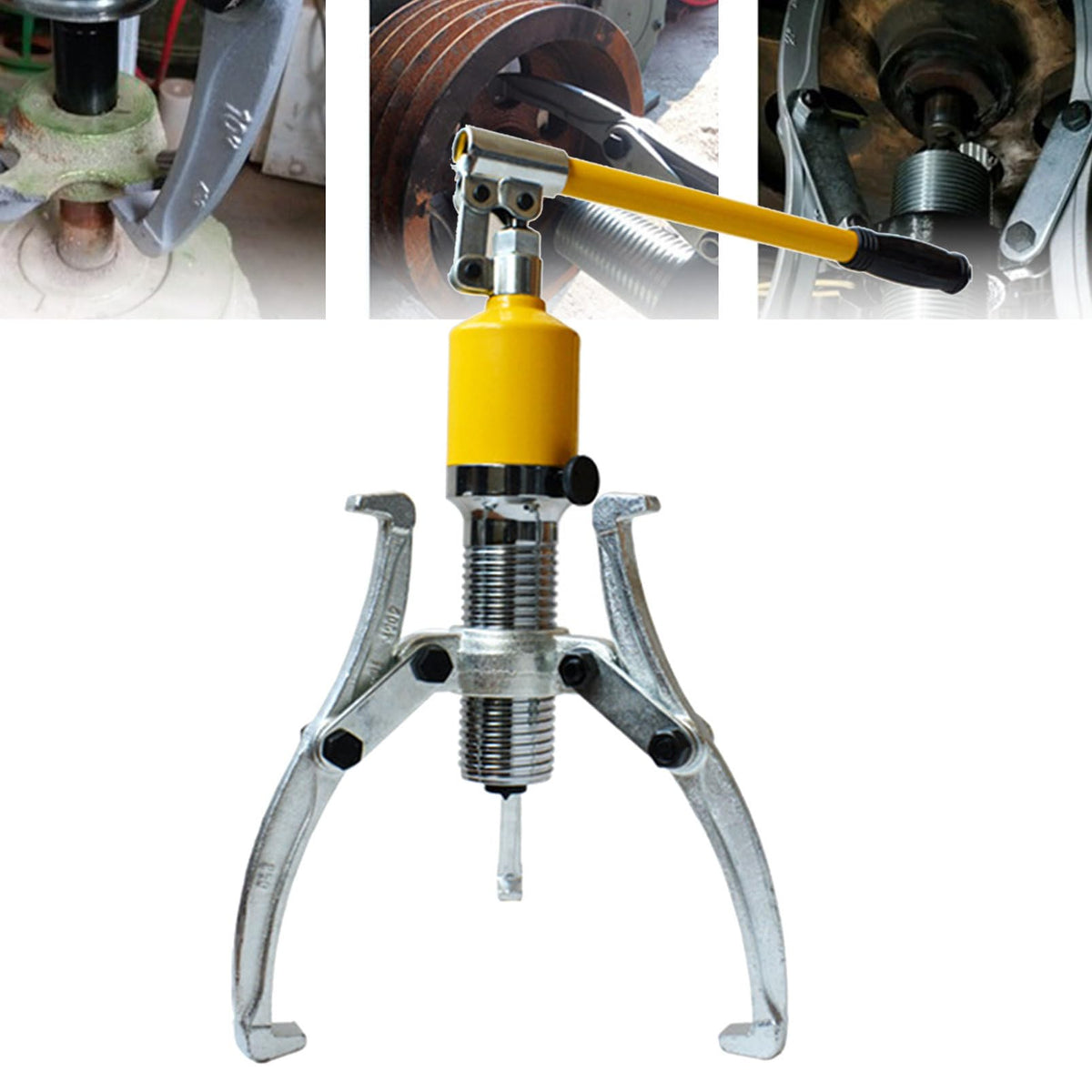 Hydraulic Puller Kit, 3 in 1 Pump Oil Tube Drawing Machine for Wheel Bearings, Hydraulic Pump, Wheel Bearing Hub Removal Tool, Easy for Carrying and Operation,Yellow-5T