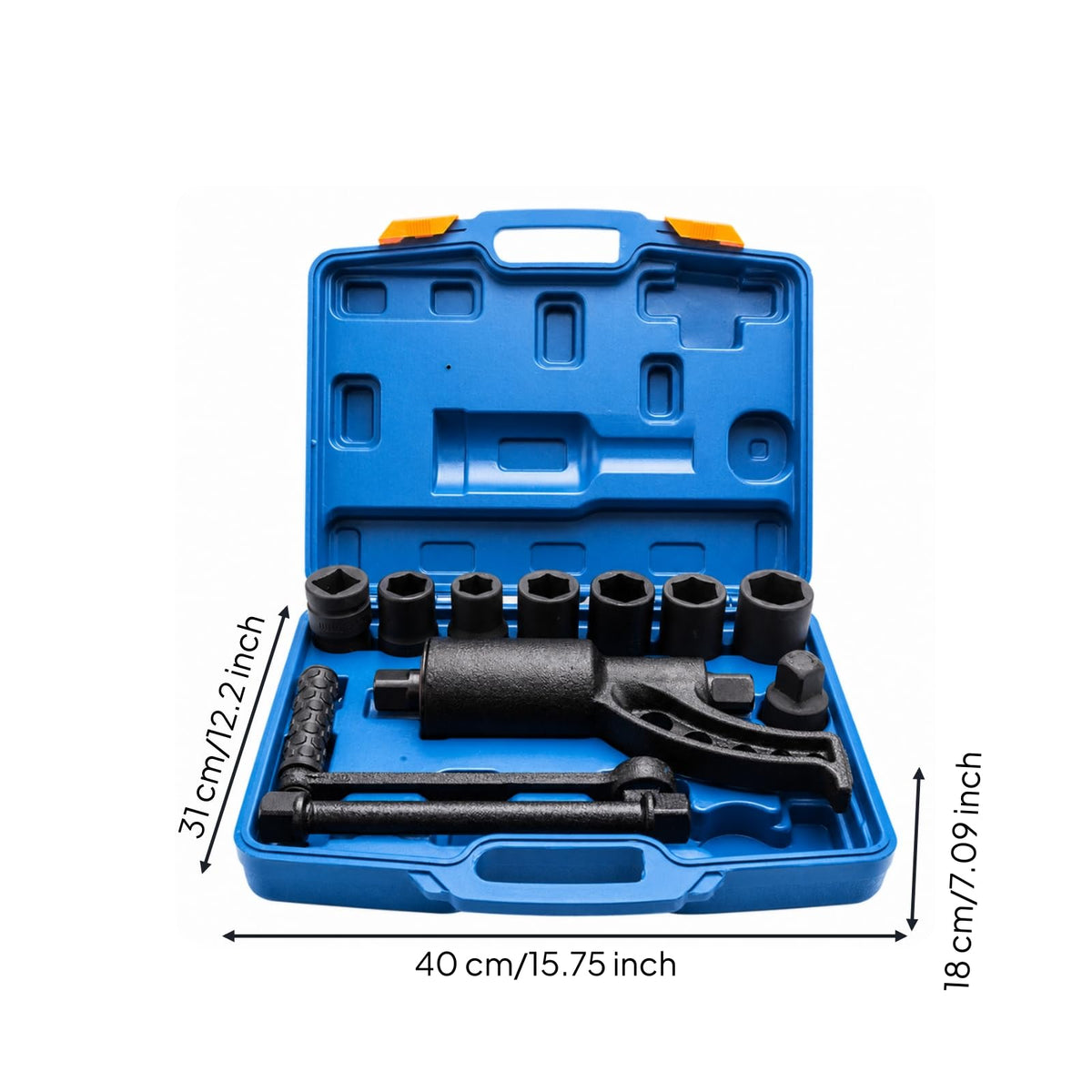 Truck Tire Wrench With 8 Socket Heads And Sturdy Crank Handle 1 65 Gear Ratio Lug Nut Remover Vanadium Steel Body Suitable For Heavy Vehicle Maintenance Workshop Use