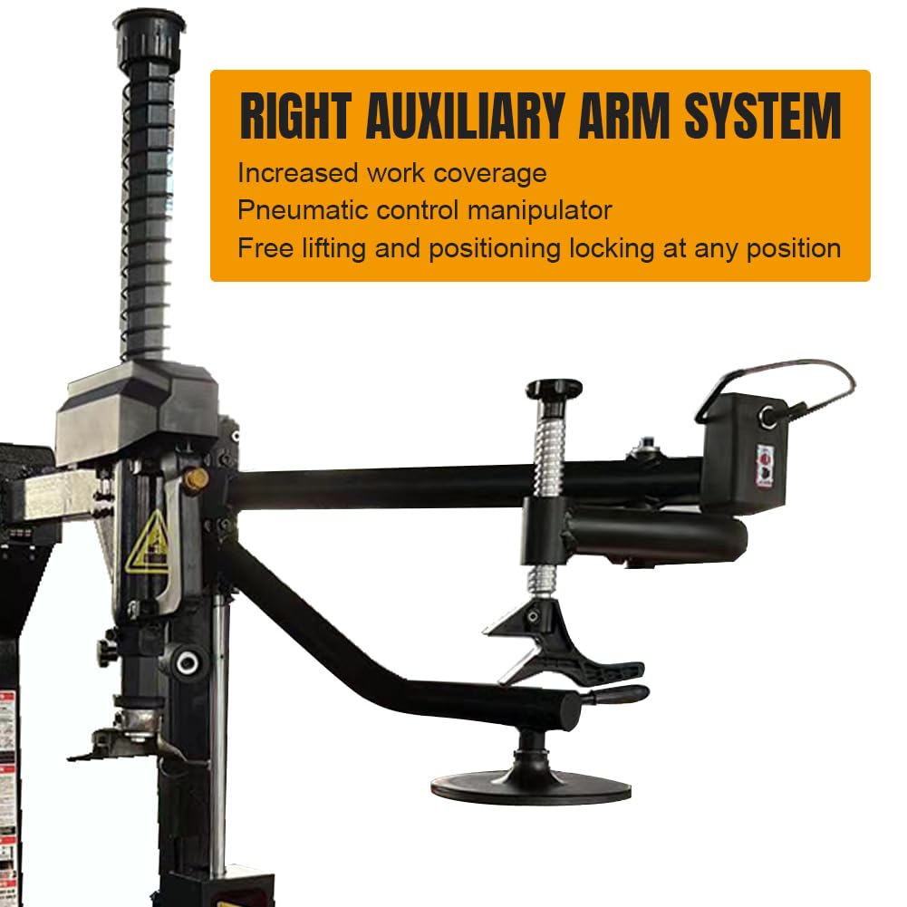 1.5HP Tire Changer Machine with Hand-Assisted Lever Device and Assist arm, 110V Wheel Changer Tire Machine for 13"-24" Rims, Heavy Duty Swing Arm Tire Repair Equipment for Garage & Shop, Y