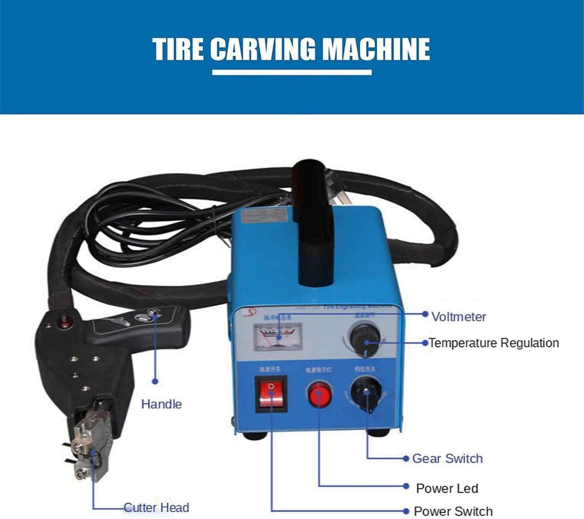 400W Tire Groover and Repair Tool with 2-10Mm Heated Blade for Truck and Off-Road Tires