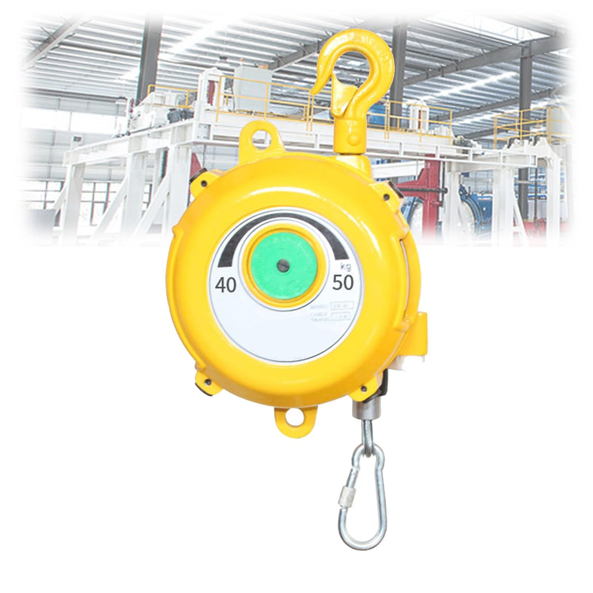 Heavy Duty Retractable Spring Balancer Tool - 1pcs Tool Balancer with Hook & Wire Rope, Supports 30-40kg, Boost Work Efficiency & Safety in Workshops