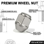 TRACER 10x Wheel Nuts M12 x 1.5 Taper Collar Closed 60° 25 mm Spanner Width 19 mm Compatible with Hyundai Accent I Accent II