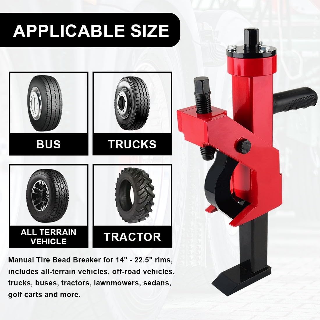 Universal Hydraulic Bead Breaker, Heavy Duty Tire Repair Tool with Rubber Grip Handle, Pneumatic Bead Buster for Tractor Truck Car All-Terrain Vehicle Tires