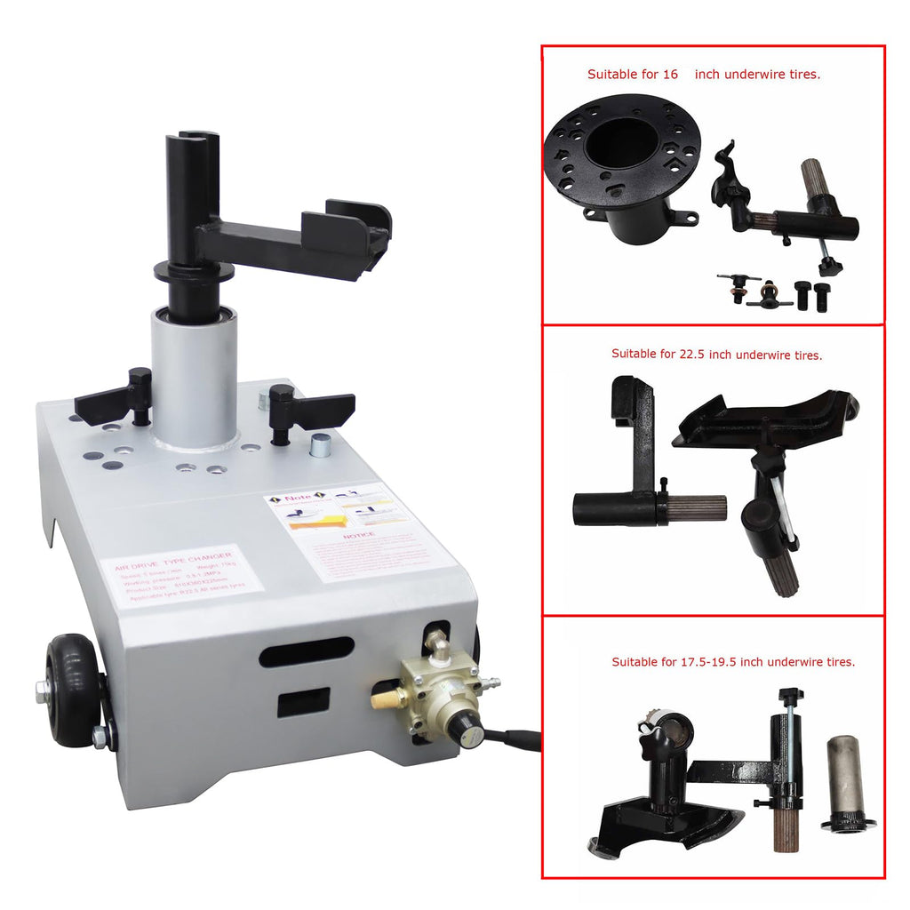 Portable Truck Tire Changer Machine Pneumatic Semi-Truck Tire Changer Air-Powered Wheel Changing Equipment for Tractor & Trailer Wheels Compatible R16 R22.5 Rims