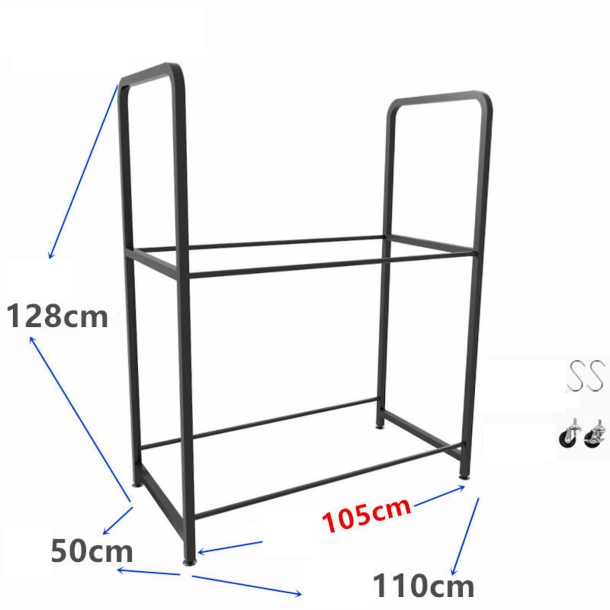 Tire Rack, Garage Rack Tire Rack, Freestanding 2 Tier Tire Holder for Garage, Steel Tire Rack Organizer with Rolling Wheels(110x50x128cm/43.3x19.7x50.4in)