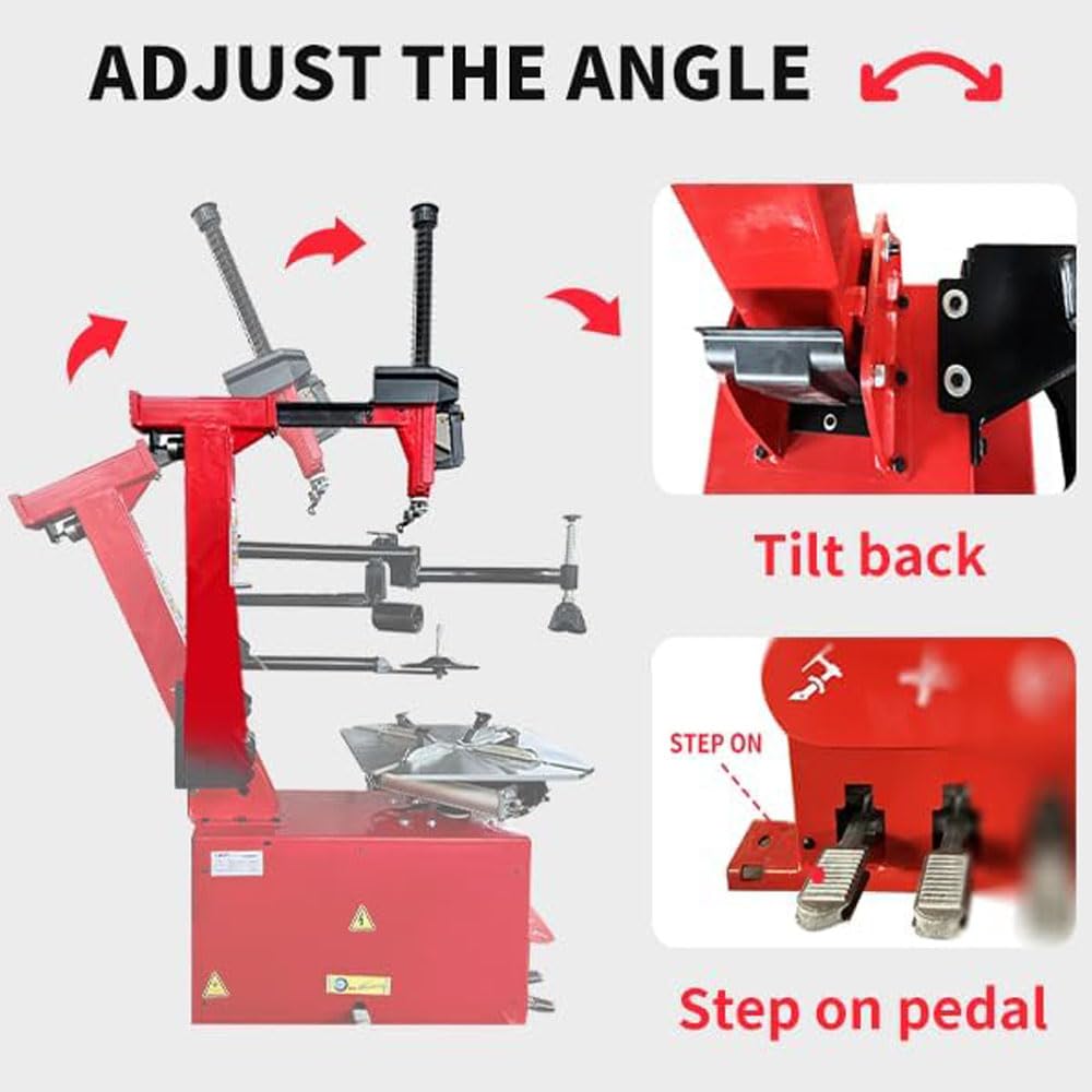 KATOOL KT-T850 Tilt Back Tire Changer Machine with 2.0HP Bead Blaster Motor Heavy Duty Assist Arm 28 Inch Bigger Disk Garage Shop Equipment