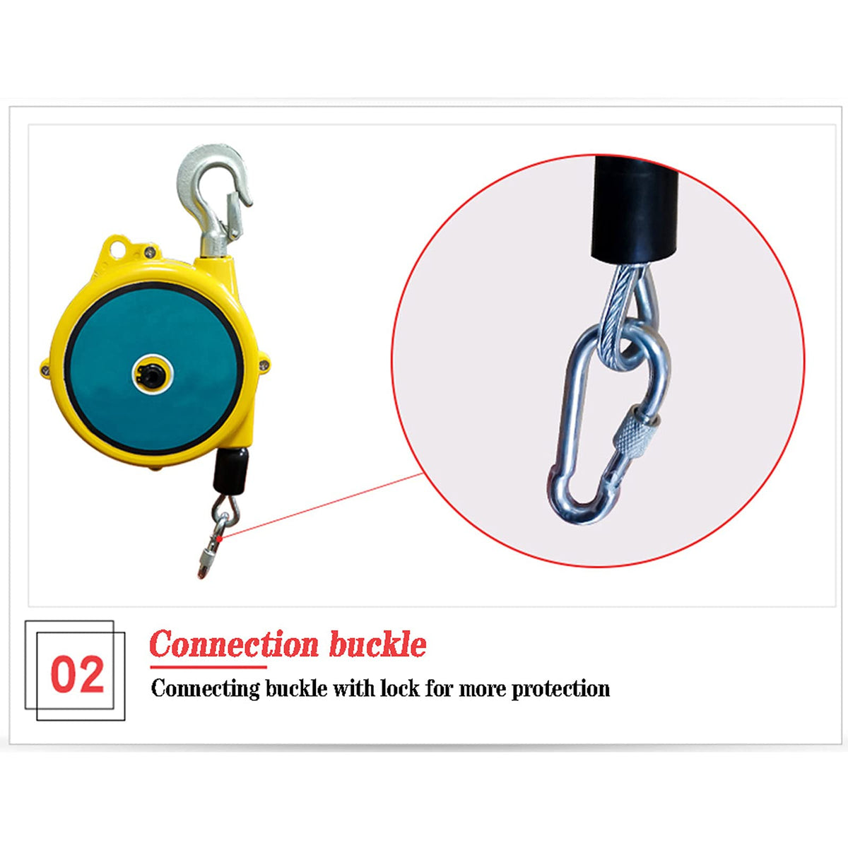 Practical Tools Adjustable Suspended Balancer Tool with Hook and Wire Rope for Assembly-Line and Hydraulic Equipment, Automatic Self-Locking Spring Tensioner