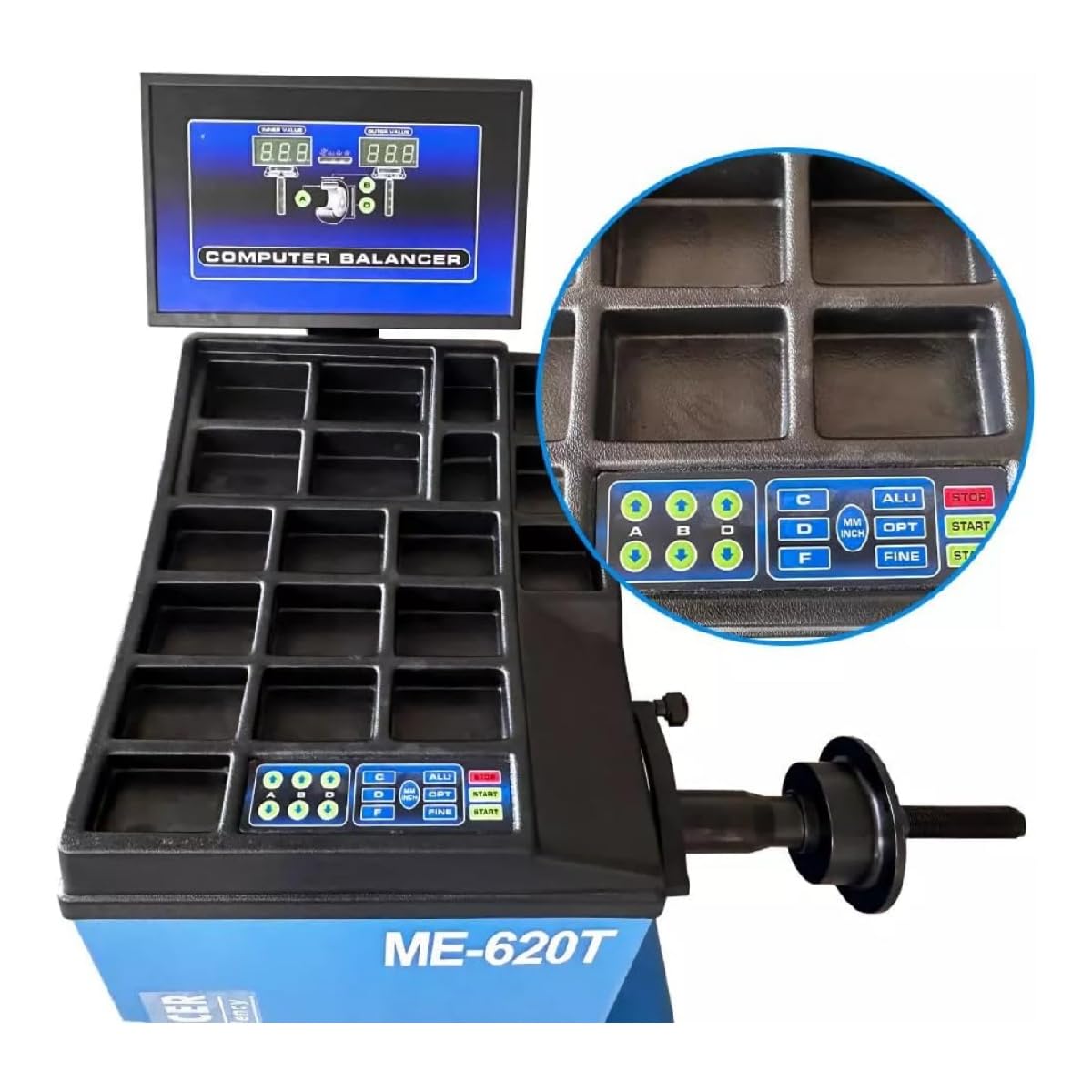 ME-T530Z Double Arm Tire Changer Machine ME-B620T Wheel Balancer Machine Combo 12"-24 Inch Rim Range 2.0HP Motor, 1g Balancing Precision Professional Tire Repair Equipment